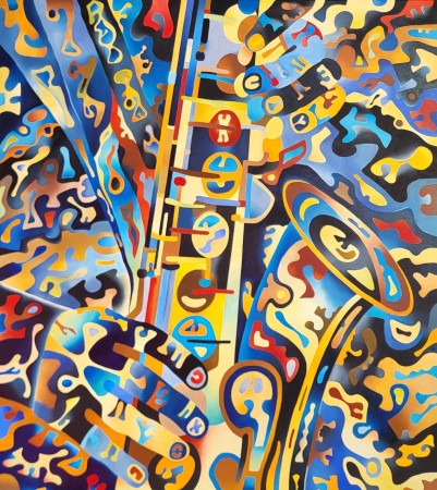 "Saxophone N°5" 80x90 Olio su tela 2026